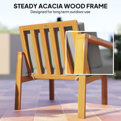 Outsunny 4-Piece Wooden Garden Furniture Set with Cushions - Teak 