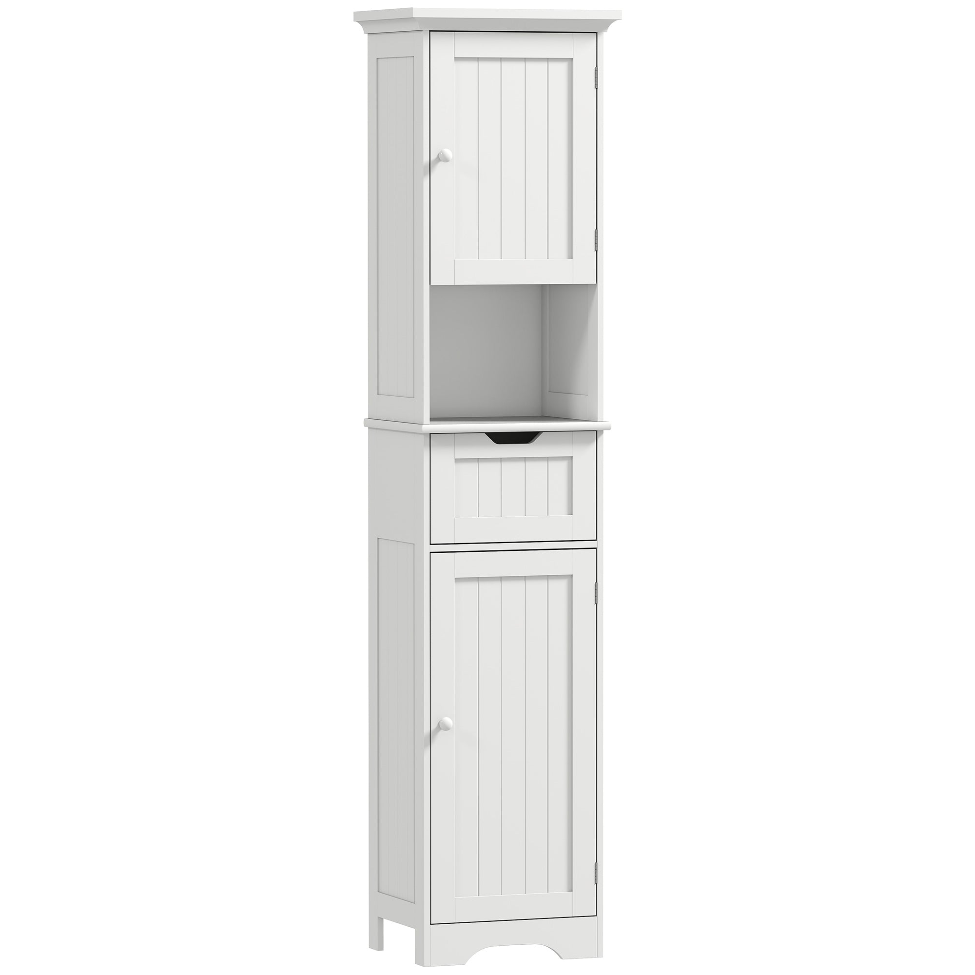 HOMCOM Slim Bathroom Storage Cabinet, with Sensor Lights - White 
