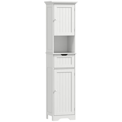 HOMCOM Slim Bathroom Storage Cabinet, with Sensor Lights - White 