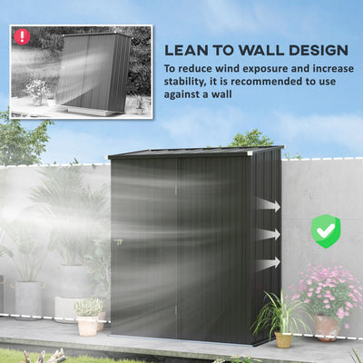 Outsunny 5.3 x 3.1ft Corrugated Steel Garden Shed - Black 