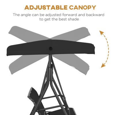 Outsunny Three-Seater Garden Swing Chair, with Canopy - Black 