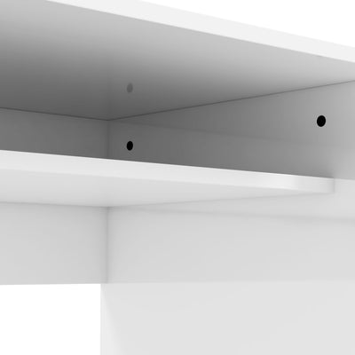 HOMCOM 90 x 50cm Computer Table, Modern Home Office Desk, Small Writing Desk with Storage Shelf, High Gloss White 