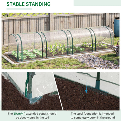 Outsunny Mini Greenhouse, Small Polytunnel Green House with Zipped Doors, Steel Frame for Garden Backyard, 395 x 100 x 80cm, Clear 