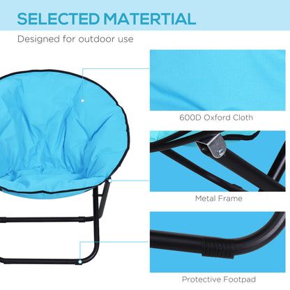 Outsunny Garden Folding Portable Padded Saucer Moon Chair Padded Round Outdoor Camping Travel Fishing Seat Blue 