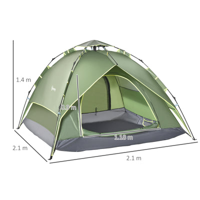 Outsunny 3 Man Camping Tent Automatic Pop Up Tent Portable Double Layer for Festival Hiking Family Travel Shelter 