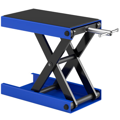 DURHAND 500KG Motorcycle Lift Scissor Jack, Height Adjustable Motorbike Stand with Anti-Slip Wide Deck, Heavy Duty Steel Motorbike Repair Lift Hoist Stand for Home Garage, Blue 