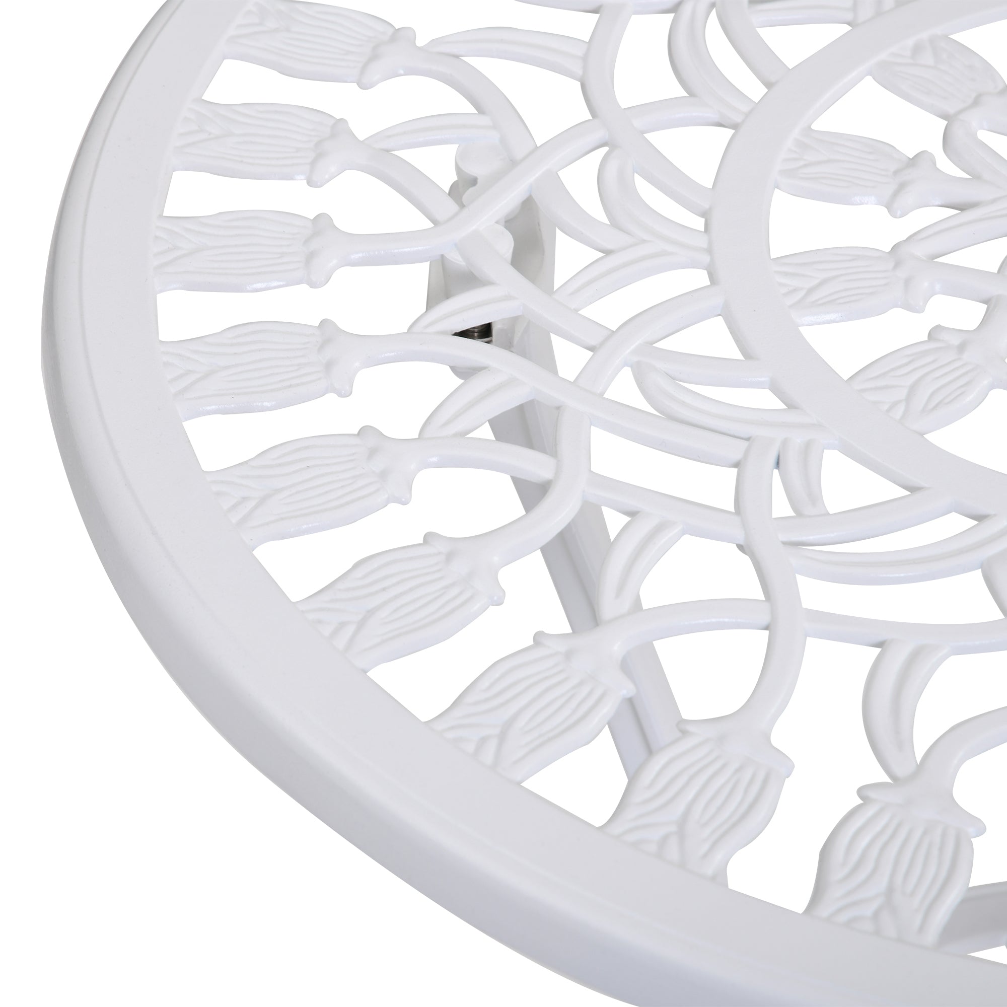 Outsunny 3 Piece Patio Bistro Set for 2, Outdoor Aluminium Garden Table and Chairs with Umbrella Hole for Balcony, White