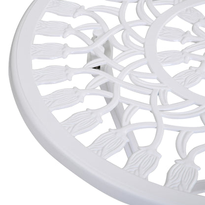 Outsunny 3 Piece Patio Bistro Set for 2, Outdoor Aluminium Garden Table and Chairs with Umbrella Hole for Balcony, White