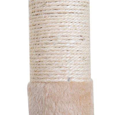 PawHut Cat Scratch Post with Bed Cat Tree for Indoor Cats Sisal Scratching Posts Hammock Kitty Activity Centre Beige 