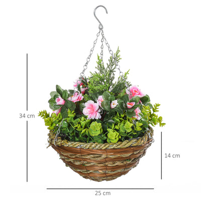 Outsunny Set of Two Hanging Lisianthus Flower Pots - Pink/Green 