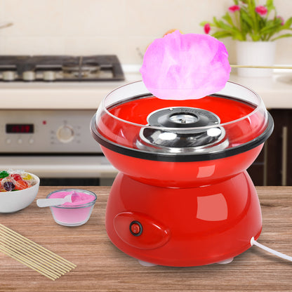 HOMCOM 450W Electric Candyfloss Machine Kit Non-Stick Plates Fairground Fun Children Adult Party Gift Home Sweet Metal Body w/ Accessories Red 
