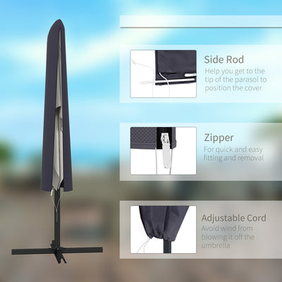 Outsunny Outdoor Cantilever Umbrella Cover Parasol with Rod, Zipper, Dark Grey 