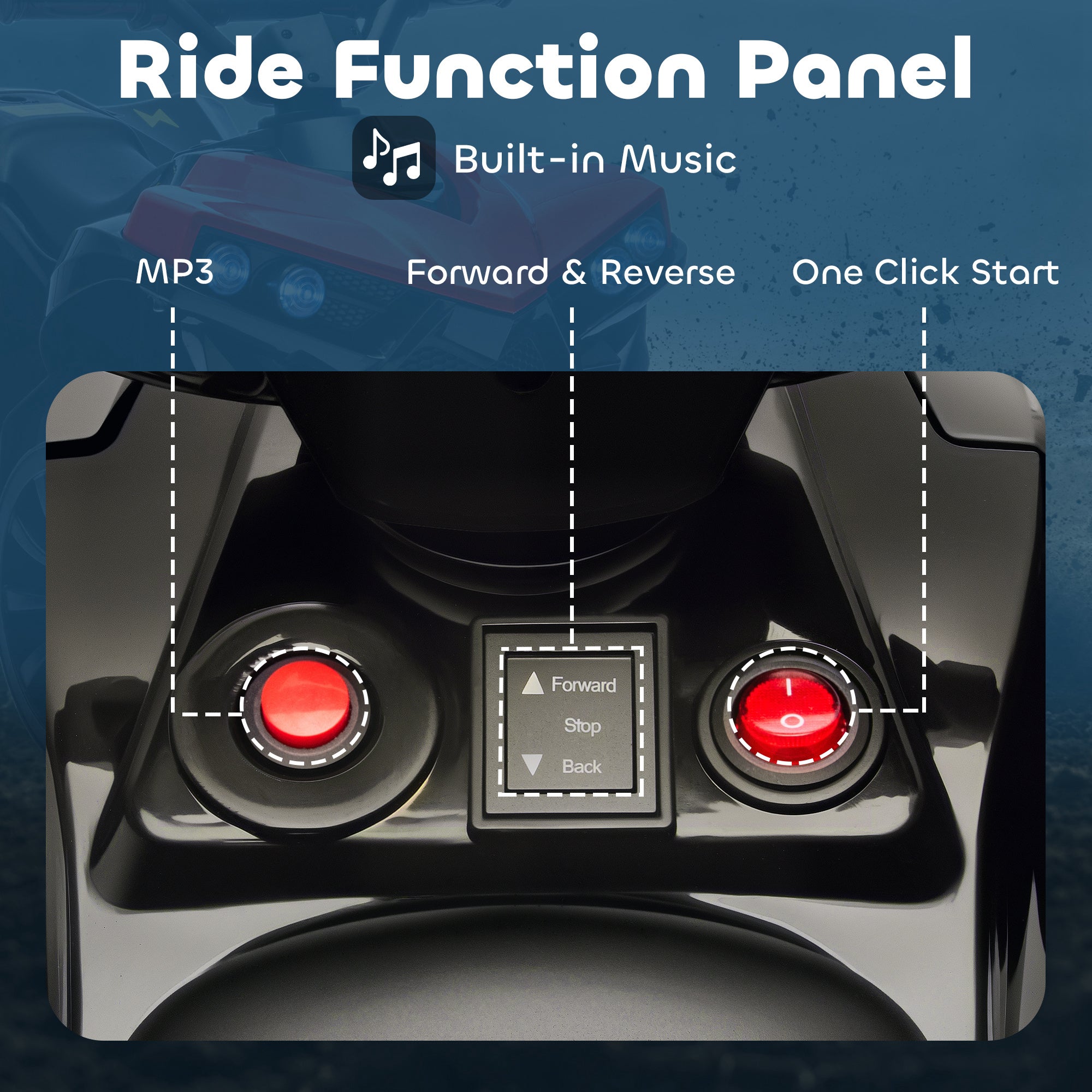 AIYAPLAY 6V Kids ATV, 4 Wheeler Electric Ride on Car with Music and LED Headlights, for Ages 3-8 Years Boys and Girls, Red