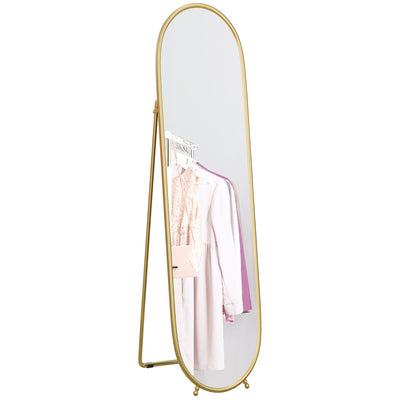 HOMCOM Two-Way Curved Full Length Mirror - Gold Tone 