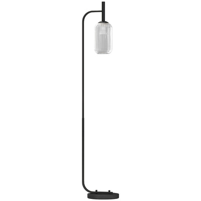 HOMCOM Floor Lamp for Living Room with Glass Lampshade, Modern Standing Lamp with Foot Switch for Bedroom, Bulb not Included, Black 