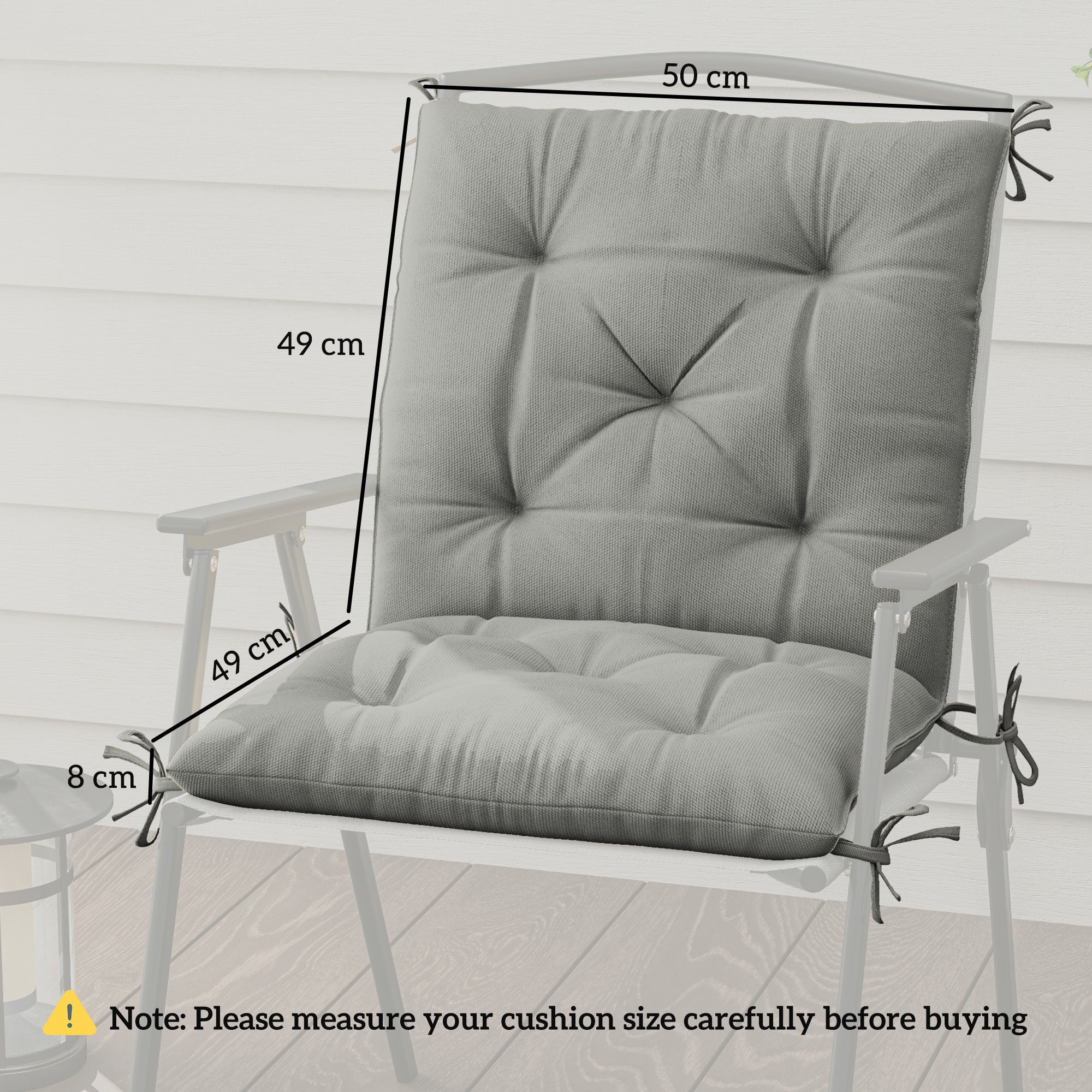 Outsunny Set of Two Outdoor Seat Cushions - Light Grey 