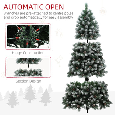 HOMCOM 7ft Snow-Dipped Artificial Pine Christmas Tree 