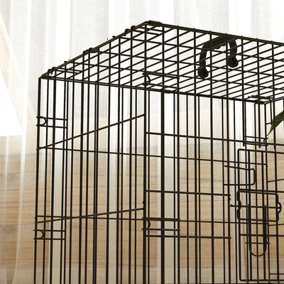 PawHut Foldable Dog Crate with Two Doors with Tray, Soft Cushion, for Extra Small Dogs, 60 x 40 x 50, Black 