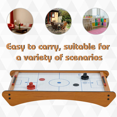HOMCOM 2.5FT Tabletop Air Hockey Game Table Wooden Portable Party Gaming Toy for Kids Children Adult 