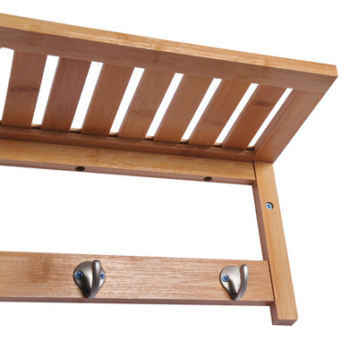 HOMCOM Wall Mounted Coat Clothes Hat Hanger 4 Hooks Rack Stand with Rail & Storage Shelf for Hallway Entryway Bedroom Bathroom 