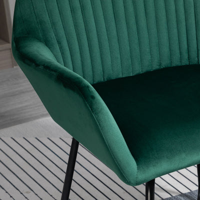 HOMCOM Velvet-Feel Plisse Back Accent Chair - Green 