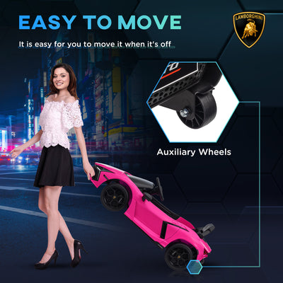AIYAPLAY Lamborghini Revuelto Licensed 12V Ride on Car w/ Butterfly Doors, Transport Wheels, Suspension, Remote Control, Pink 