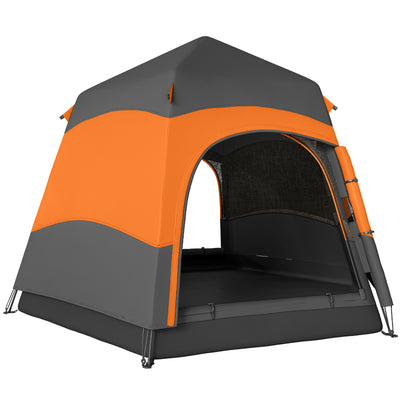 Outsunny Double Layer Instant Pop Up Tent with Rainfly, Portable Camping Shelter with Sewn-in Groundsheet and Carry Bag, Orange 