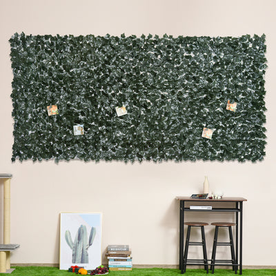 Outsunny 2-Piece Artificial Leaf Hedge Screen Privacy Fence Panel for Garden Outdoor Indoor Decor, Dark Green, 3M x 1.5M 