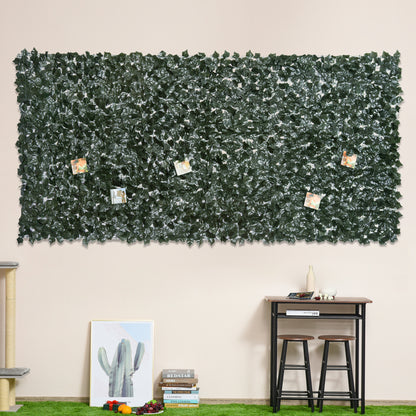 Outsunny 2-Piece Artificial Leaf Hedge Screen Privacy Fence Panel for Garden Outdoor Indoor Decor, Dark Green, 3M x 1.5M 