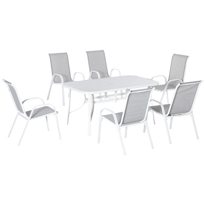 Outsunny Seven-Piece Outdoor Dining Set - Grey 