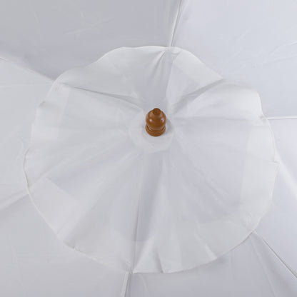 Outsunny 2.5m Patio Umbrella, Wood Garden Parasol, Sun Shade with 6 Ribs and Top Vent for Outdoor, White 