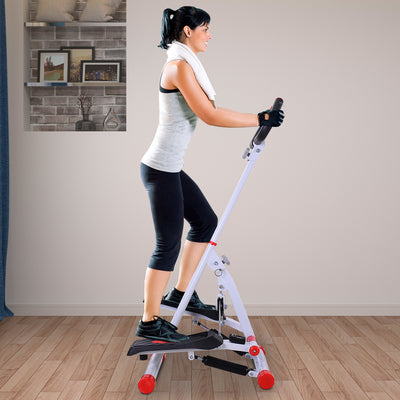HOMCOM Stepper w/ Handle Hand Grip Workout Fitness Machine For Fitness Aerobic Exercise Home Gym Red 