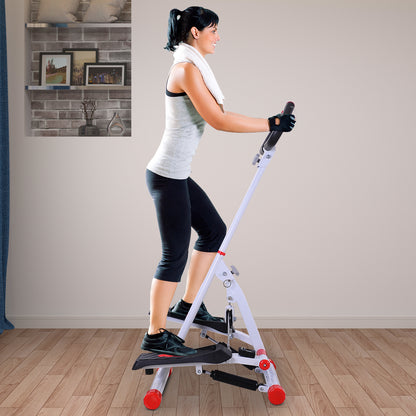 HOMCOM Stepper w/ Handle Hand Grip Workout Fitness Machine For Fitness Aerobic Exercise Home Gym Red 