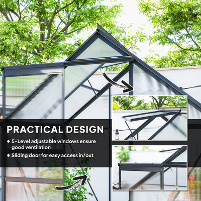 Outsunny 192.5 x 131cm Walk-In Polycarbonate Greenhouse 