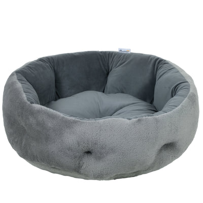 PawHut Cat Bed, Reversible Dog Pet Bed for Indoor Cats and Small Dogs, Round Bed with Supportive Bolster, Dark Grey 