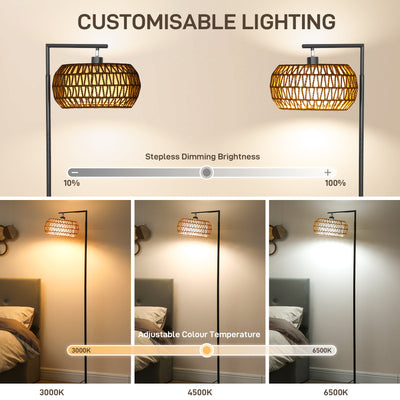 HOMCOM Boho Dimmable Floor Lamp - Black 