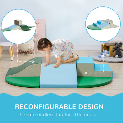 HOMCOM 6 Piece Soft Play Equipment for Kids Climb and Crawl, Multicoloured 