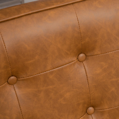 HOMCOM Retro-Style Accent Chair, with Faux Leather Seat - Brown 