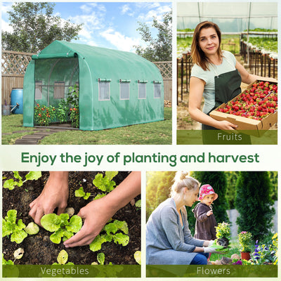 Outsunny Polytunnel Greenhouse with Windows and Door, Walk in Greenhouse for Garden, Backyard (4 x 2 M) 