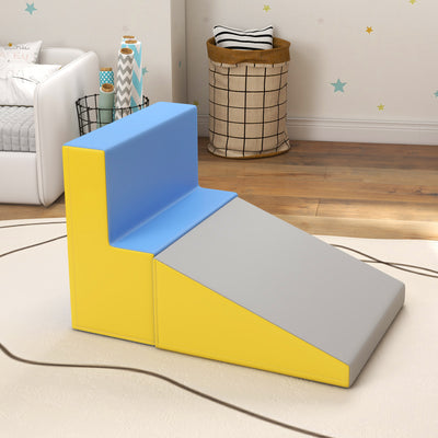 HOMCOM 2 Piece Soft Play Set for Toddler Climb and Crawl, for 12-36 Months, Grey 