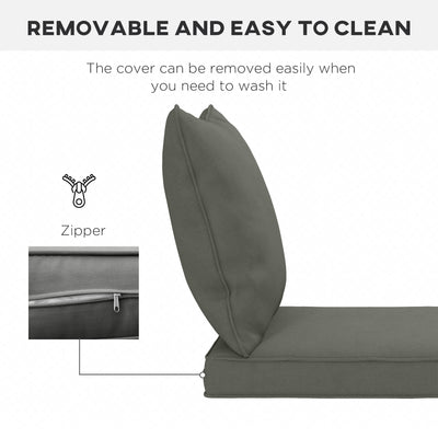 Outsunny Seat and Back Padded Cushion Set - Charcoal Grey 