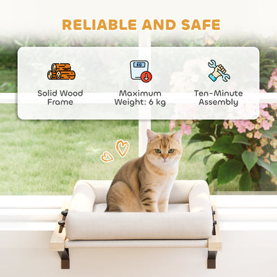PawHut Cat Radiator Bed, Adjustable Hanging Cat Hammock with Removable and Washable Cushion for Indoor Cats, Cream White 