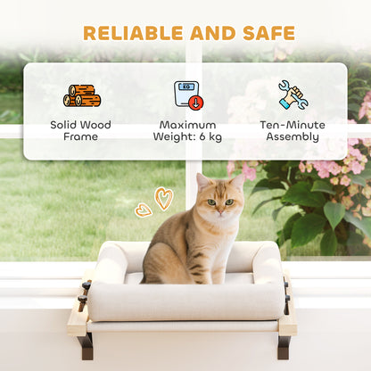 PawHut Cat Radiator Bed, Adjustable Hanging Cat Hammock with Removable and Washable Cushion for Indoor Cats, Cream White