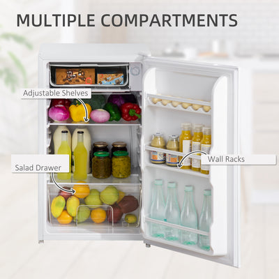 HOMCOM 91 Litre Freestanding Under Counter Fridge Freezer, Small Fridge with Chiller Box, Adjustable Thermostat, 47.5cm Wide, White 