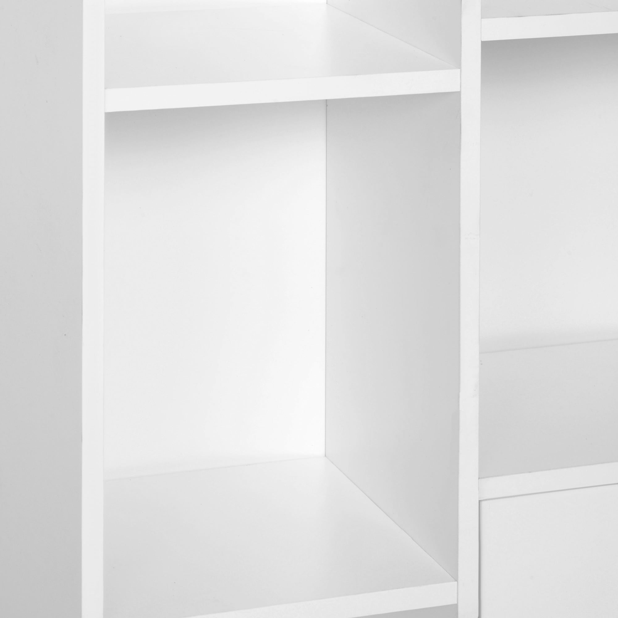 HOMCOM Sideboard Storage Cabinet Cupboard, Open Bookcase with 2 Doors 5 Compartments Wooden Modern Style for Living Room Bedroom Kitchen 80 x 23 x 123 cm, White 