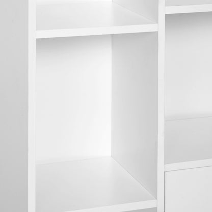 HOMCOM Sideboard Storage Cabinet Cupboard, Open Bookcase with 2 Doors 5 Compartments Wooden Modern Style for Living Room Bedroom Kitchen 80 x 23 x 123 cm, White 