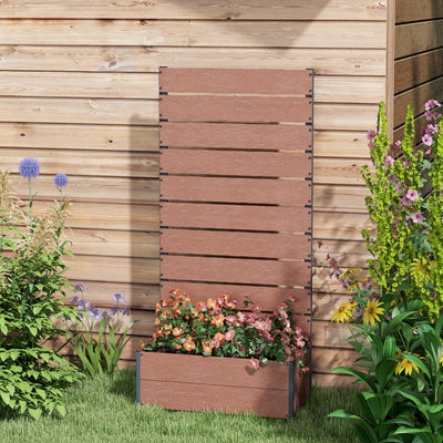 Outsunny 34 x 69.5cm Garden Planter Box, with Back Trellis, Brown 