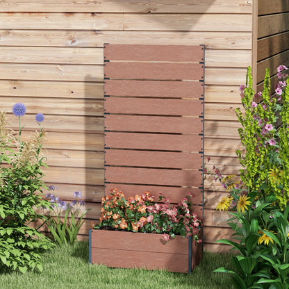 Outsunny 34 x 69.5cm Garden Planter Box, with Back Trellis, Brown