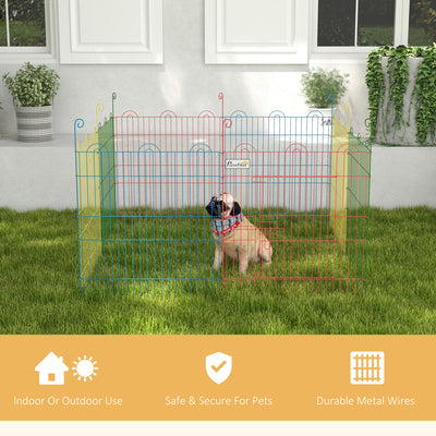 PawHut Pet Playpen Crate, with Eight Panels, Door, for Indoors and Outdoors, 60H x \'ce\'a6156cm 