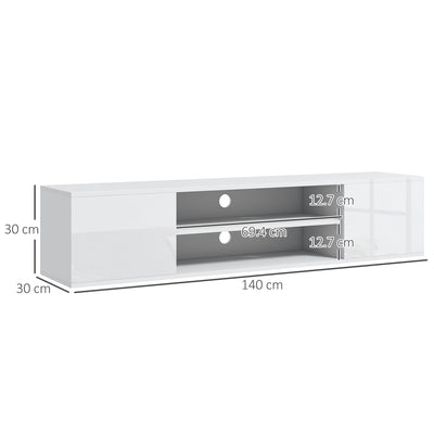 HOMCOM Floating TV Stand Cabinet for TVs up to 60", Wall Mounted TV Unit with Open Shelf, Storage Cupboards and Cable Management for Living Room, White 